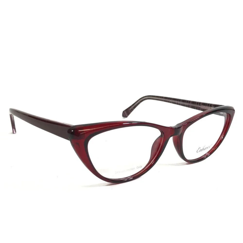 Enhance Eyeglasses Frames EN4063 BURGUNDY Red Cat Eye Full Rim 54-17-145